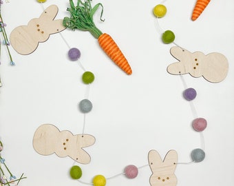 Easter Garland, Felt Ball Garland, Pom Balls, Peep Garland, Easter Decor, Spring Garland | Holiday Garland | Easter Banner | Spring Decor