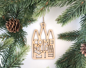 Set of 5 or 10 - Come Follow Me Ornament - LDS Study Theme, Christmas Ornament, Hear Him, Primary gift, Ward gift, LDS Primary, Temple Gift