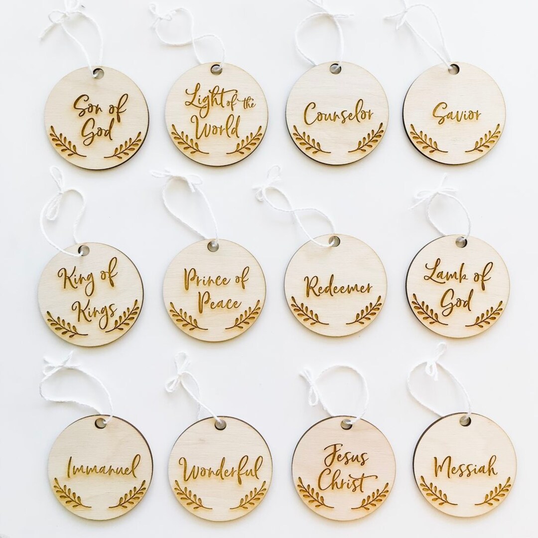 Names of Christ Ornament Set of 12 Christmas Ornament Wood Ornament