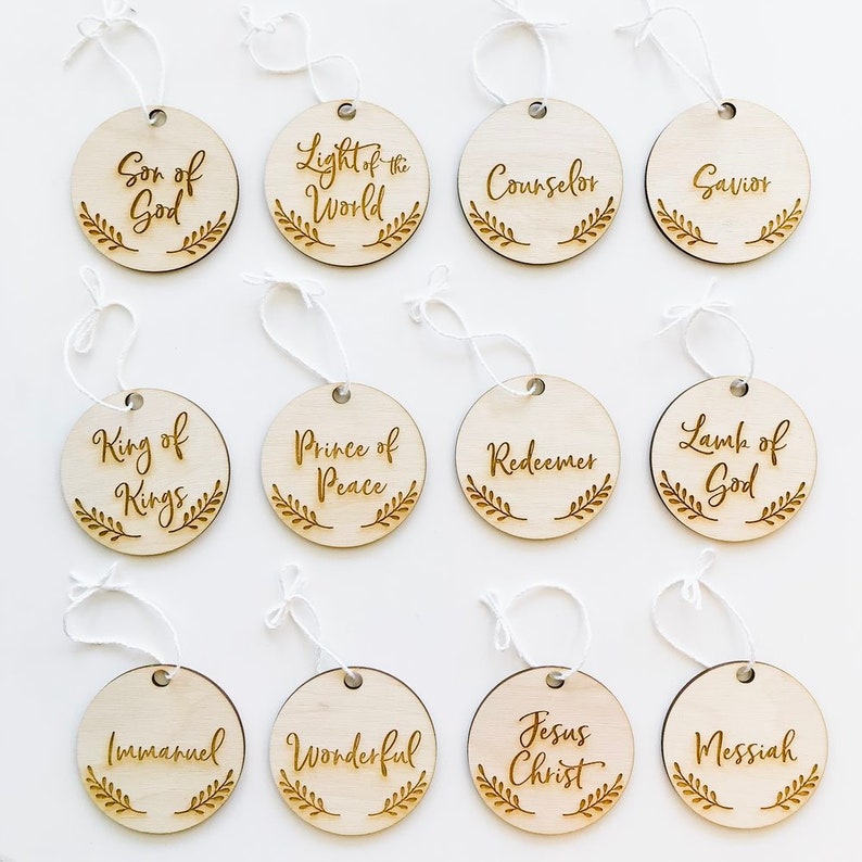 Names of Christ Ornament Set of 12 Christmas Ornament Wood Etsy
