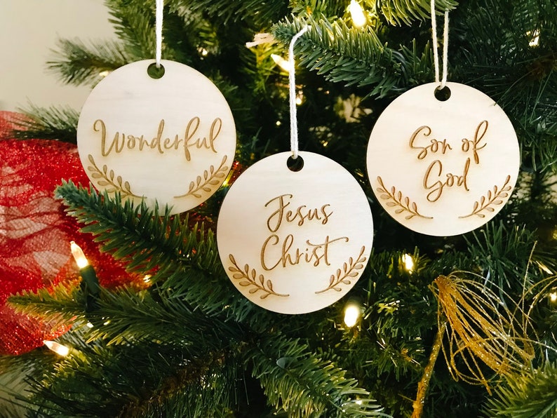 Names of Christ Ornament Set of 12 Christmas Ornament Wood Etsy