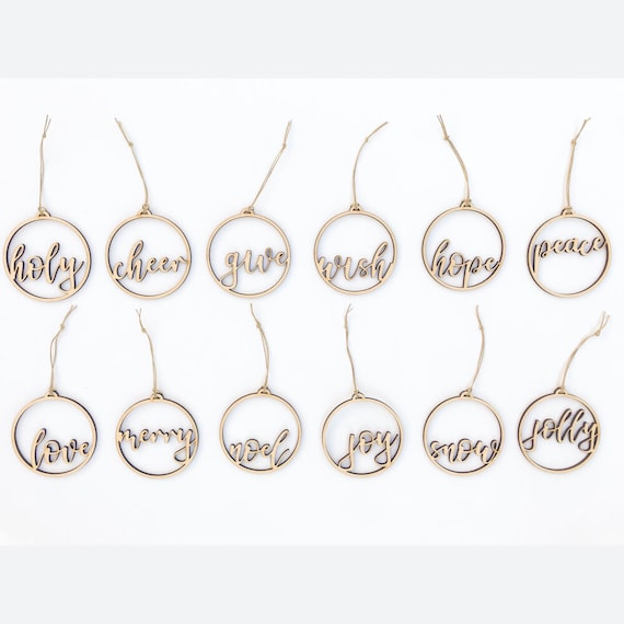 Words of Christmas Ornament Set of 12 Wood Ornaments Etsy