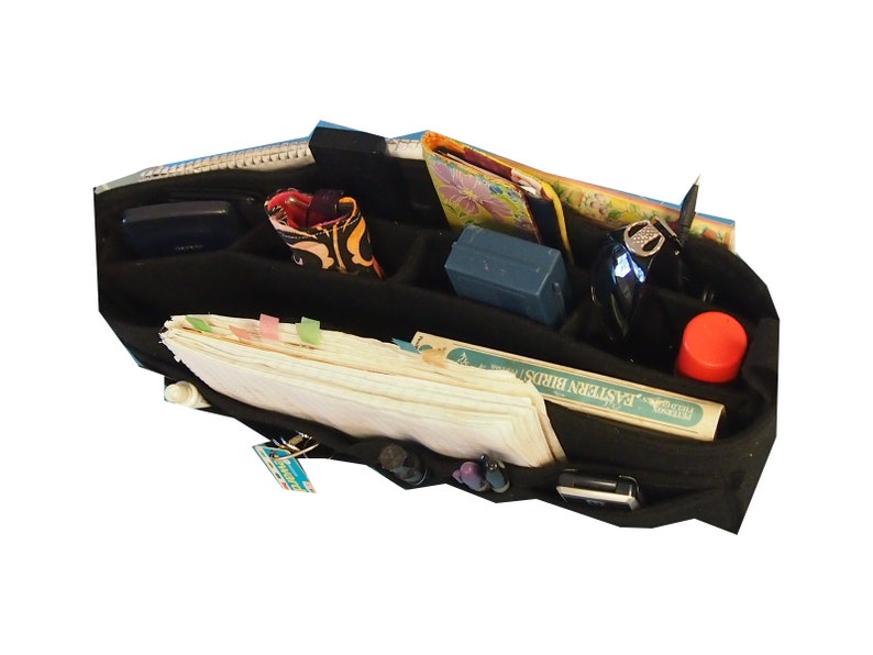 LV purse insert Protector 16l x 6h x 3.5d ...14 Pockets. All In Purse Organizer Insert bottom shaper.. Green Felt insert
