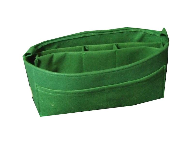 LV purse insert Protector 16l x 6h x 3.5d ...14 Pockets. All In Purse Organizer Insert bottom shaper.. Green Felt insert