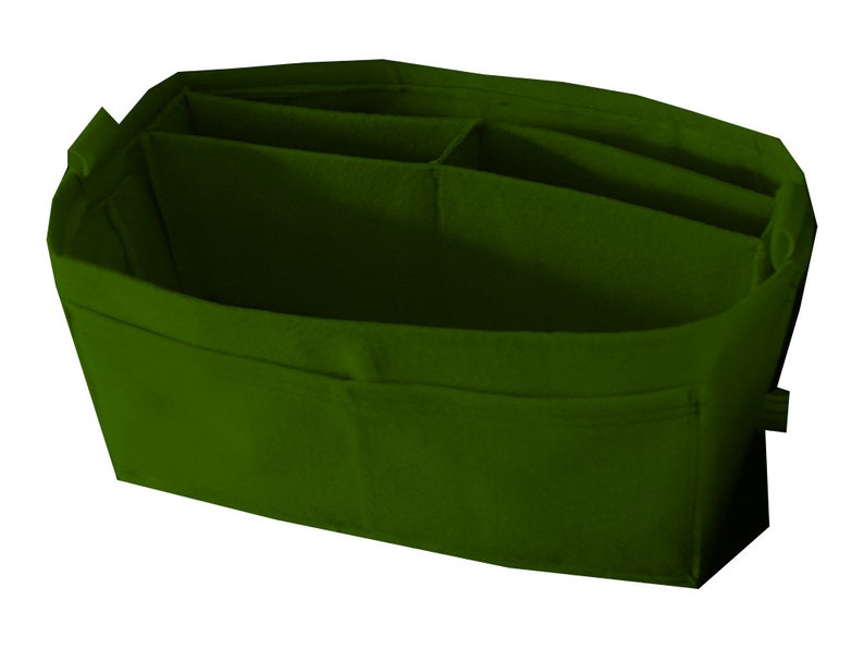 LV purse insert Protector 16l x 6h x 3.5d ...14 Pockets. All In Purse Organizer Insert bottom shaper.. Green Felt insert