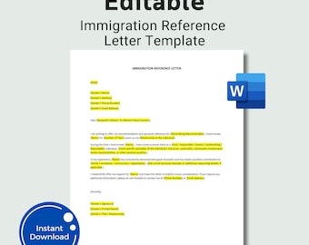 Immigration Reference Letter Template  Character Reference Letter Immigration Support Letter  Editable Word Template  Instant Download