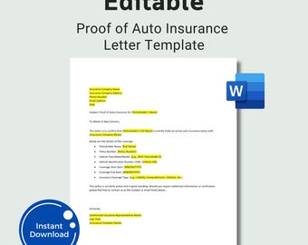 Editable Proof of Auto Insurance Letter Template (Word Download)