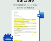 Editable Immigration Reference Letter Template, Immigration Reference Letter, Immigration Reference Template, Word Template, Word Letter