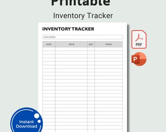 Printable Inventory Tracker Sheet: Small Business Inventory Log (PDF)
