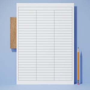 Printable 3 Blank Columns Chart Text Input Print and Write PDF Digital ...