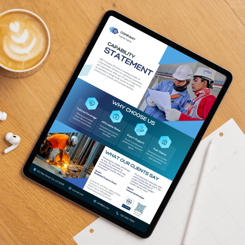 Editable Construction Company Capability Statement Template: Canva ...