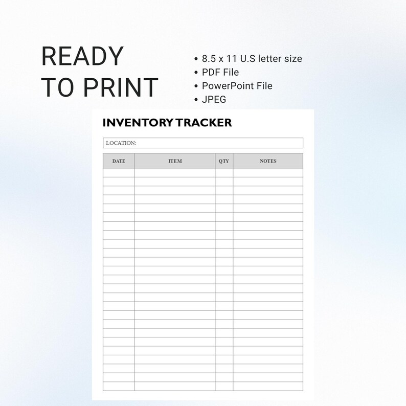 Printable Inventory Tracker Sheet: Small Business Inventory Log (PDF ...