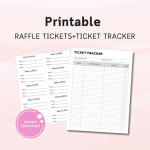 Printable Raffle Ticket and Tracker Bundle, Drawing Slips, Enter to Win Ticket, Printable Raffle Ticket Form, Enter to Win Ticket Template