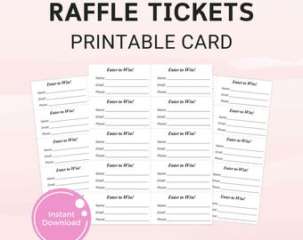 Printable Raffle Ticket, Drawing Slips, Enter to Win Ticket, Printable Raffle Ticket Form, Enter to Win Printable Ticket Template
