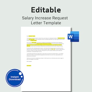 Bewerkbare brief met verzoek tot loonsverhoging, brief met verzoek tot loonsverhoging, sjabloon voor verzoek tot verhoging van werknemer, sjabloon voor brief met verzoek tot salarisverhoging