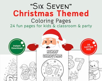 Christmas Coloring Pages, 6 7 Theme, Printable PDF (Digital Download)