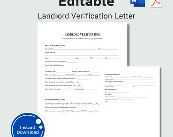 Landlord Verification Form, Landlord Verification Letter for Food Stamps Template, Rental Verification Template, Tenant Rental Form