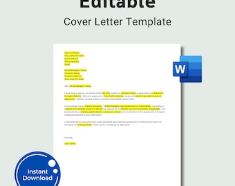 編集可能なカバーレターテンプレート：現代的な求人応募書類（Word & PDF）