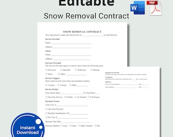 Editable Snow Removal Contract Residential Snow Plowing Contract Template Printable Commerical Snow Blowing Services Agreement