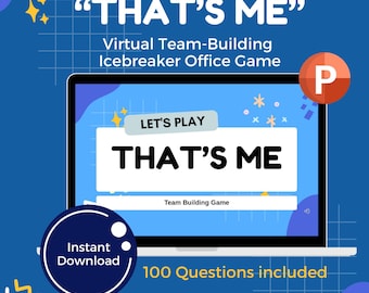 Das bin ich Icebreaker Bürospiel Team-Building Powerpoint Virtuelles Spiel für die Arbeit Digitales Spiel für Team-Meetings Events Zoom 100 Fragen