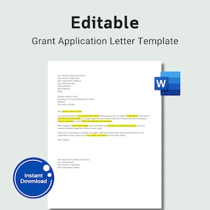 Editable Grant Application letter template Grant proposal letter Fundraising Letter Raise Money Non Profit Grant Request letter Word
