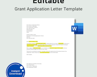 Editable Grant Application Letter Template: Fundraising (Word File)