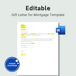 Bearbeitbare hypothekarische Geschenkbriefvorlage: Anzahlungsdarlehen (Word-Datei, Sofort-Download