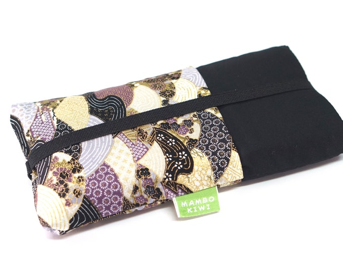 Japanese fabric cell phone case with pocket and padding, custom size for any iPhone/smartphone model, Samsung, Redmi, Lenovo...
