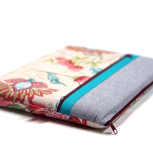 Etui ordinateur et macbook apple 16/17 pouces tissu floral d'été avec poche - Sur mesure et fait main - Idée cadeau anniversaire femme