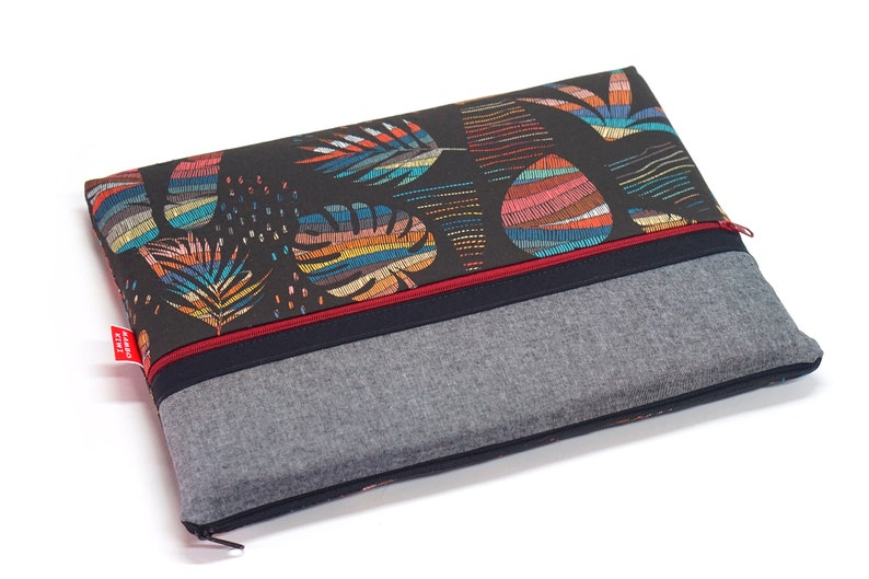 Etui MacBook Pro 16 2021 tissu boho plumes, Housse MacBook pro 15 bohème, étui ordinateur 17, ordinateur 16, cadeau noël personnalisable image 9