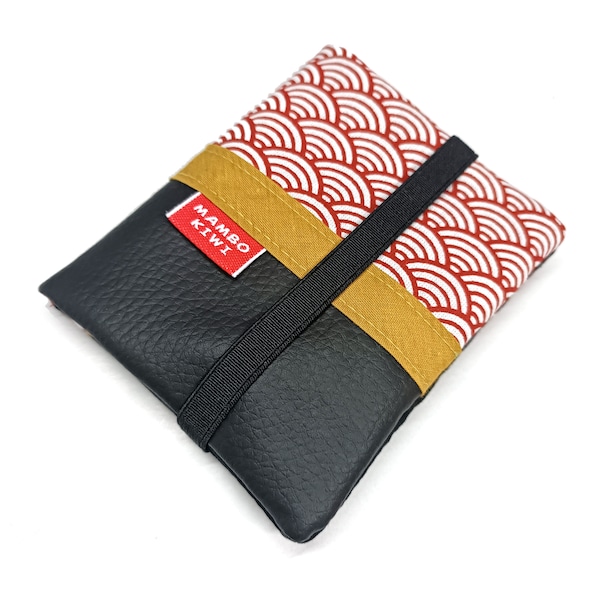 Petit portefeuille japonais femme, portefeuille cuir avec fermoir, portefeuille fermoir cartable, portefeuille tissu japonais, cadeau femme
