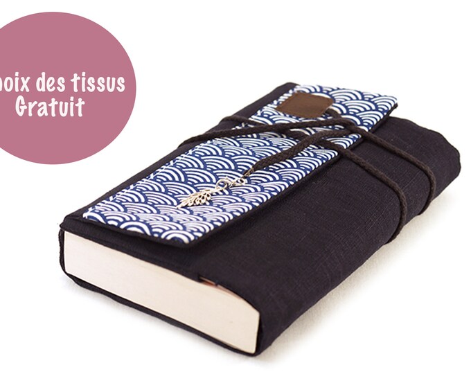 Japanese Linen and Fabric Book and Novel Case - Custom Made with Adjustable Flap - Handmade Gift for Reader and Traveler
