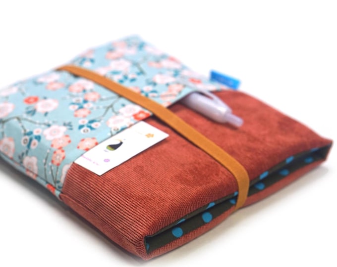 Boho Flowers Rust Velvet eReader Case - Compatible with Kindle, Kobo - Handmade Personalized Gift