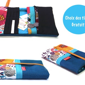 Handmade women's wallet, large flower fabric wallet, checkbook holder companion, personalized gift for women, velvet leather