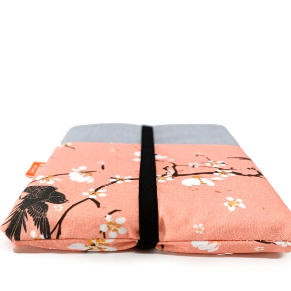 Etui liseuse tissu japonais, étui kobo libra 2 motif japonais fleurs oiseaux, étui kindle 10th, Kindle paperwhite, cadeau personnalisé femme