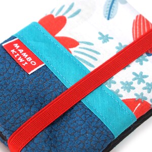 Portefeuille cuir femme tissu fleurs, portefeuille personnalisable, porte-cartes cuir, portefeuille personnalisé, cadeau femme noël, floral