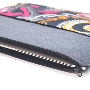 Pochette ordinateur 13/14 pouces tissu africain wax - sur mesure et rembourrée - compatible MacBook apple - accessoires ethnique