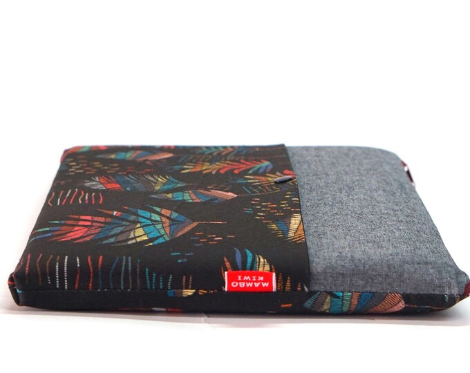 MacBook Pro 16" 2021 case boho feather fabric, Macbook pro 15" boho cover, 17" computer case, 16" computer, birthday gift for men