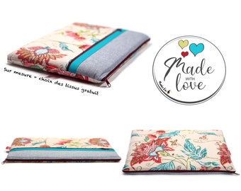 Etui samsung galaxy tab tissu fleurs, housse iPad Air, étui iPad Pro, étui Lenovo Tab tissu floral, housse xiaomi Tab cadeau femme noël