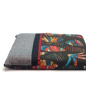 Etui ordinateur 13/14 pouces et MacBook pro/air en tissu plumes bobo chic avec poche et rembourrage, cadeau fait main et sur mesure