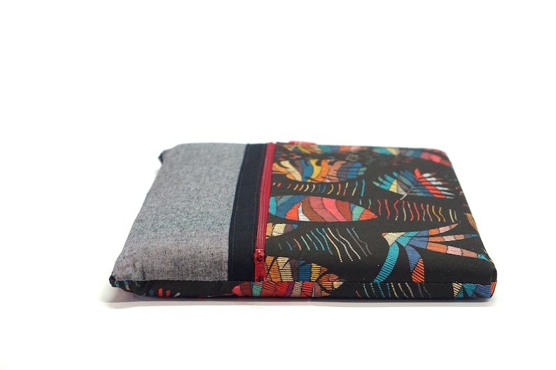 Etui MacBook Pro 16 2021 tissu boho plumes, Housse MacBook pro 15 bohème, étui ordinateur 17, ordinateur 16, cadeau noël personnalisable image 3