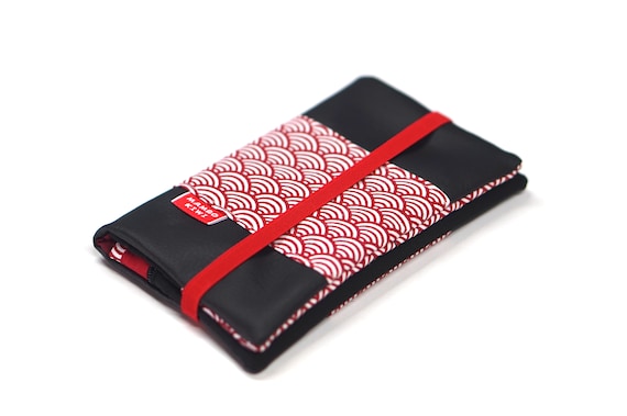 Grand portefeuille XL motif vagues japonaises avec élastique - protège chéquier, Porte-cartes, porte-monnaie, Cadeau vegan femme