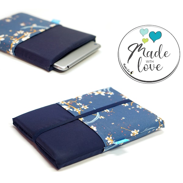 Etui liseuse kobo libra 2 tissu japonais Sakura fleurs cerisier avec poches, housse liseuse kindle sur mesure cadeau personnalisé femme