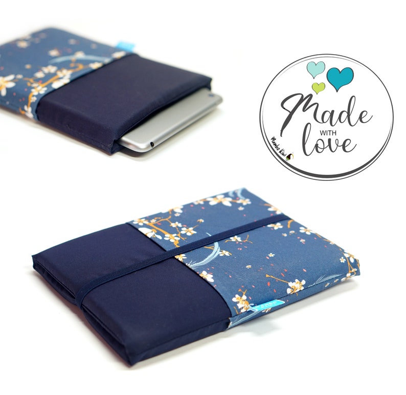 Etui liseuse kobo libra 2 tissu japonais Sakura fleurs cerisier avec poches, housse liseuse kindle sur mesure cadeau personnalisé femme image 1