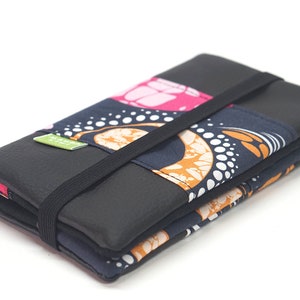 Portefeuille fait main végan tissu ethnique – Grand format avec élastique, cartes, monnaie, chéquier - Cadeau anniversaire femme, soeur