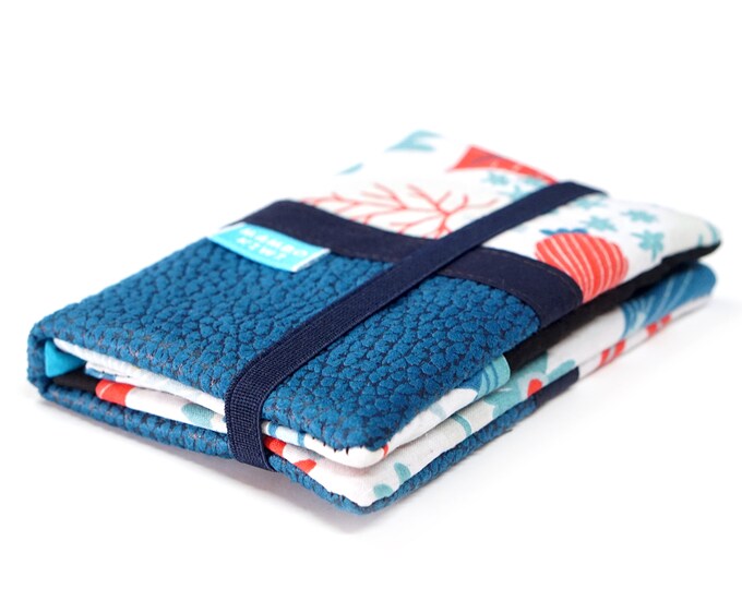 Original women's wallet, leather and fabric wallet with flowers, women's fabric purse, leather card holder, personalized gift for women, Christmas