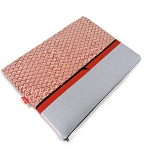 Etui ordinateur portable 13/14 pouces tissu japonais Seigaiha rouge, housse MacBook air/pro, rangement sac ordinateur, cadeau personnalisé image 3