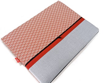 Housse MacBook Pro 13, étui japonais rouge ordinateur portable 13 pouces, Housse MacBook Air 13, pochette 14 pouces, coque ordinateur tissu