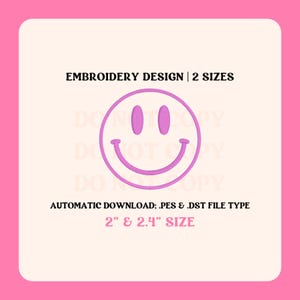 Trendy Smiley Face Embroidery Design (Digital Download)