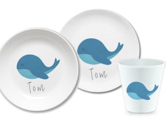 Children's dishes set with name whale